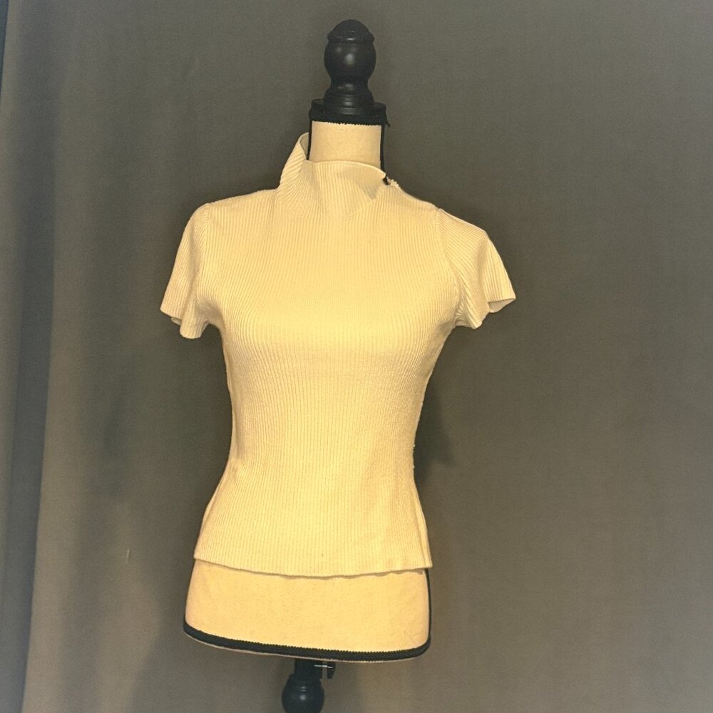 Cyrus Ribbed Short Sleeve Mock Neck Sweater